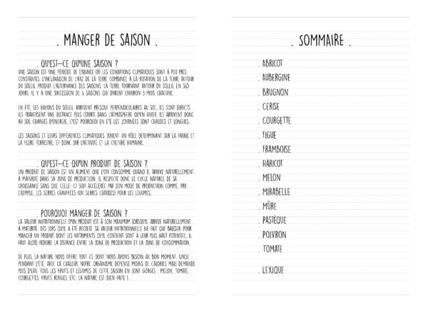 EBOOK - Saison ETE - Sommaire